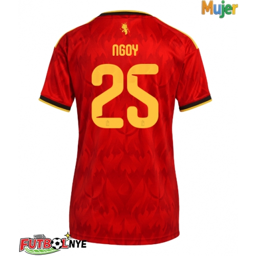 Camiseta Bélgica Nathan Ngoy #25 Primera Equipación para mujer Mundial 2026 manga corta
